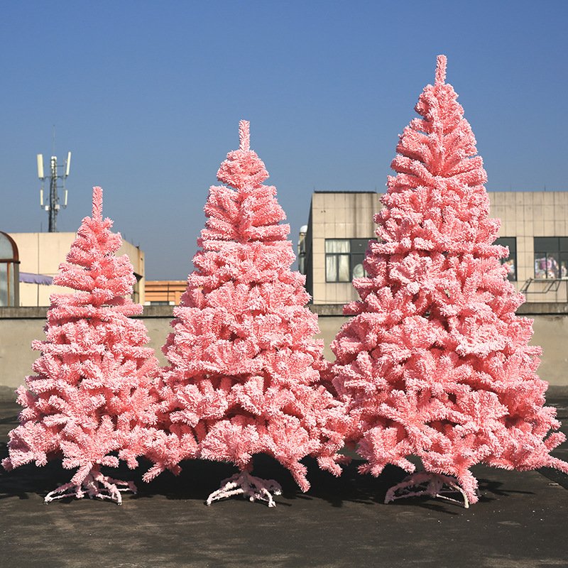 China Hot Selling New Arrival Christmas Pink Flocking Xmas Tree - Image 2