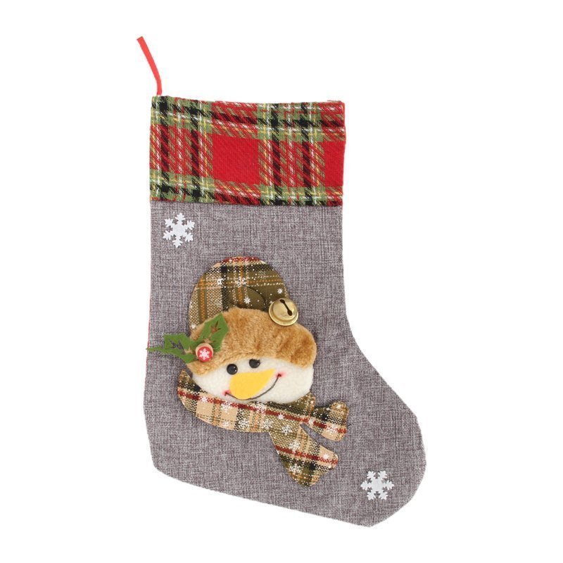 Custom Small Grey Christmas Stocking Bags With Snowflake In Bulk