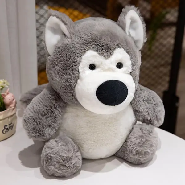 Exporter Gray and White Cute Dog Plush - Image 2