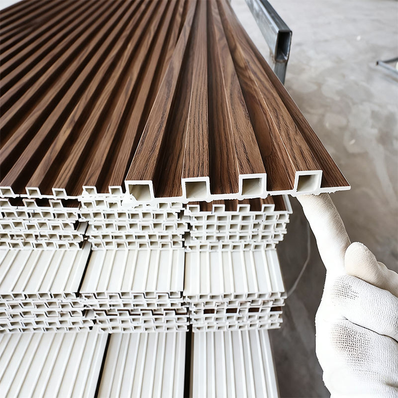 3D Interior Wood Plastic Composite Cladding 7 hole Fluted Wall Board Wpc Wall Panel