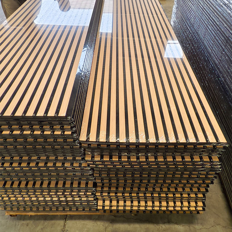 Akupanel Wooden Grooved Akupanel Wall Veneer Panel Oak Slat Wood Acoustic Panel for Wall
