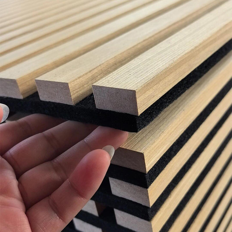 Sound Proof Wall Panel Absorbing Polyester Fiber Pet Wood Slatwall Akustik Natural Oak High Density Wooden Slat Acoustic Panels - Image 2