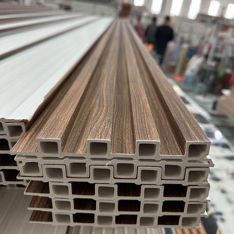 Wpc Wall Panel Pvc Wooden Grain Wall Panels Interior Decoration Slatted Wall Panel Sheets Wallboard - Image 4