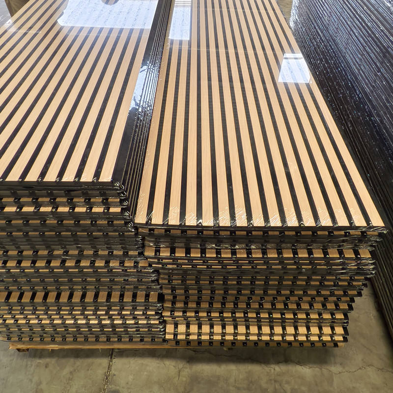Wholesale Modern Decorative Living Room TV Background Wall Fluted Grille Wood Wall Acoustic Panels - Image 3