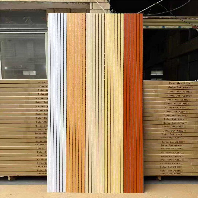 Wood Slat Wall Panel Decor Interior Sound Absorbing PET MDF Acoustic Board Noise Cancelling Acoustic Wall Panels