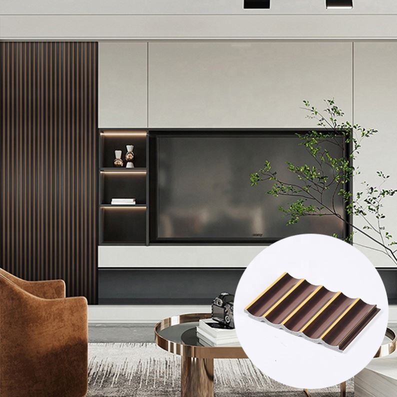 New Style Gold Edge Interior Wall Cladding Waterproof Decoration Indoor PS Grille Wall Panel - Image 5