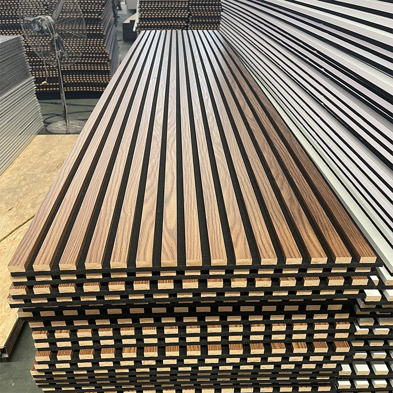 Akupanel Wooden Grooved Akupanel Wall Veneer Panel Oak Slat Wood Acoustic Panel for Wall - Image 4