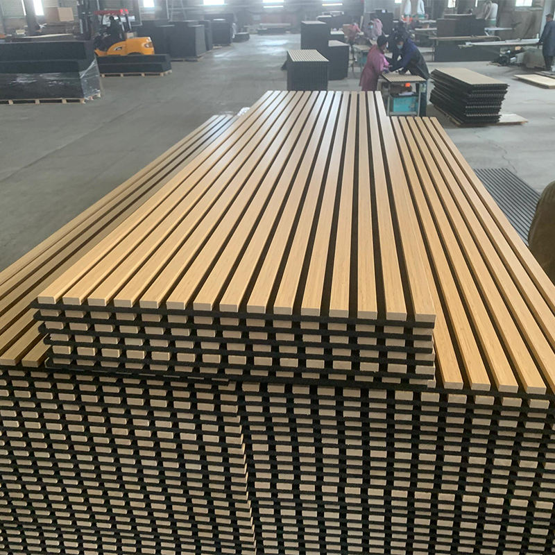 Natural Slotted Slat Wood Wall Acoustic Wall Panels Wood Cinema Room Acoustic Wall Panels White - Image 4