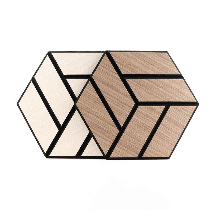 Customizable Modern Hexagon Building Sound Insulation Decorative Technical Veneer Wooden Acoustic Panels