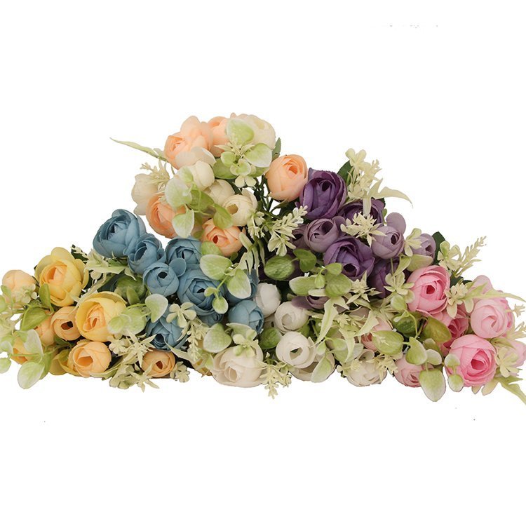 China 5-Proged Colorful Artificial Camellia Bouquet