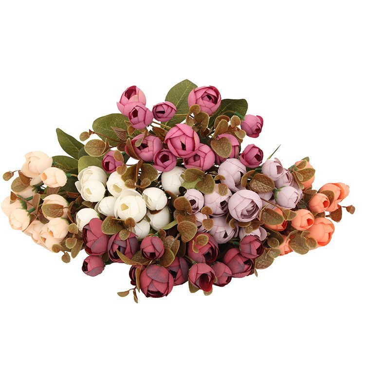 China 6 Headed Autumn Colored Artificial Camellia Bud