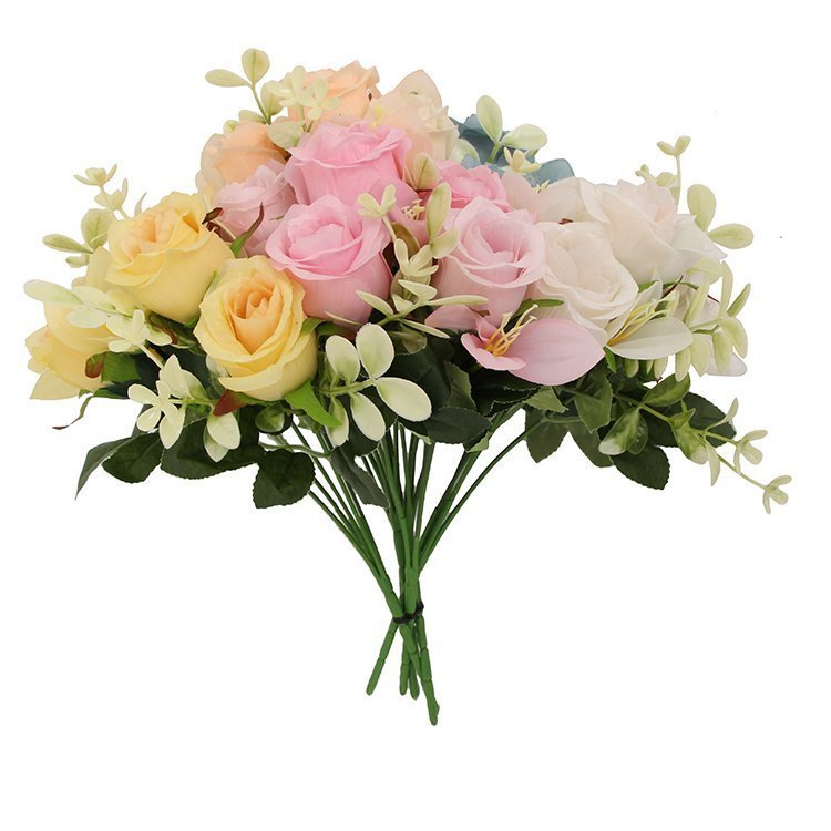 Wholesale 5-Headed Pretty Artificial Lily&Rose Bouquet