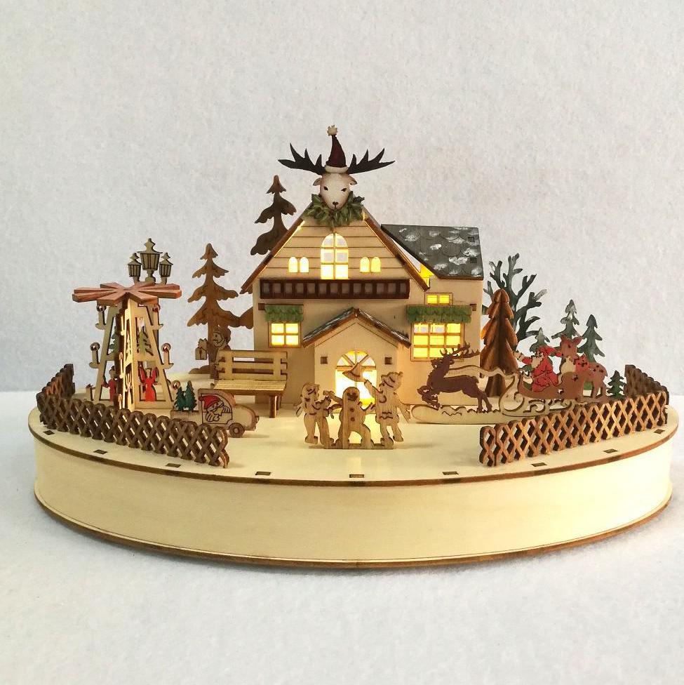 Wholesale New design of Christmas wooden lighting ornament