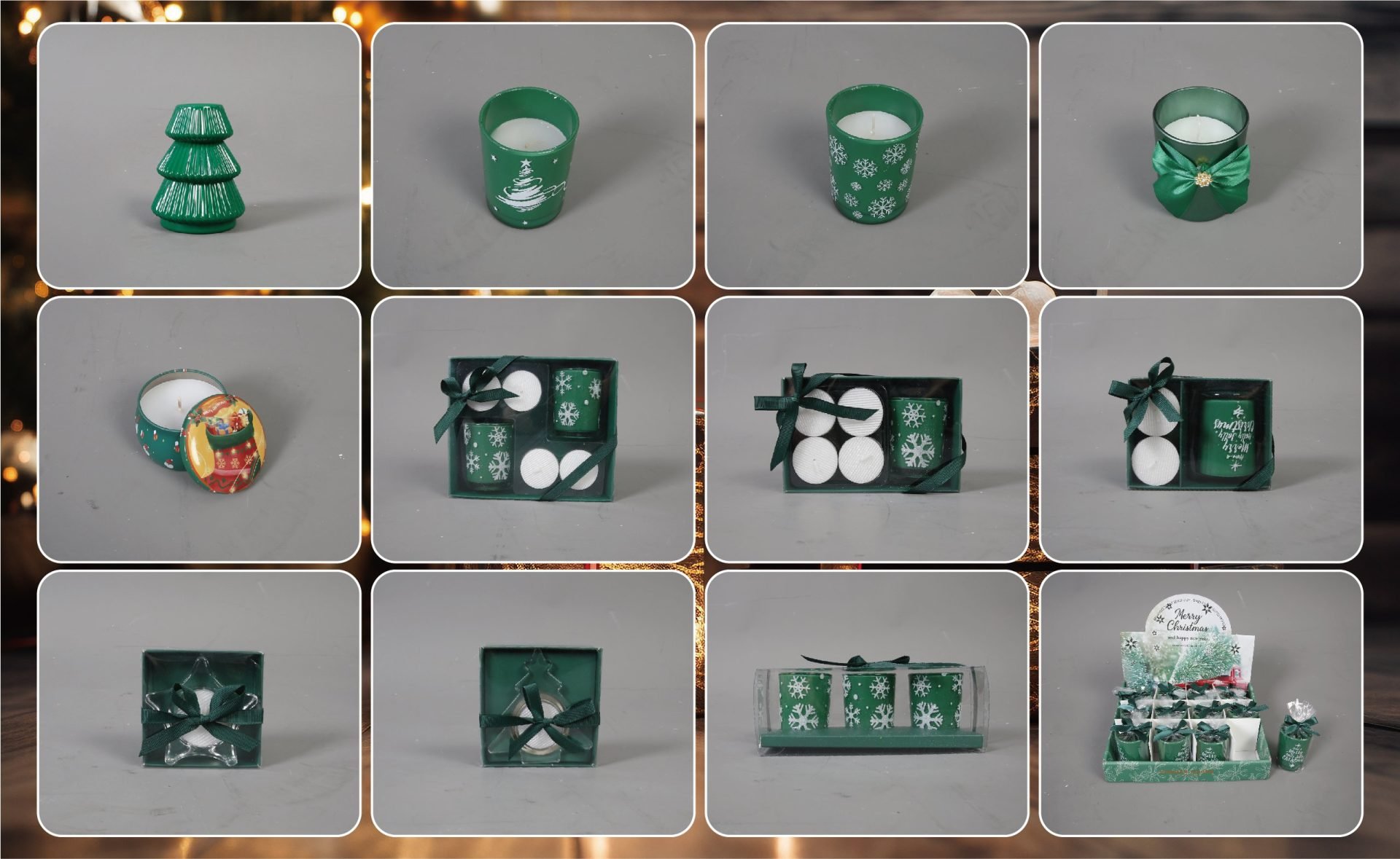Top seller Christmas Green Series Scented Candles Gift Set For Christmas Decoration