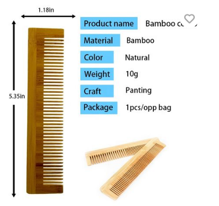1pc Beautiful Eco-Friendly Bamboo Comb Exporter from China - Image 2